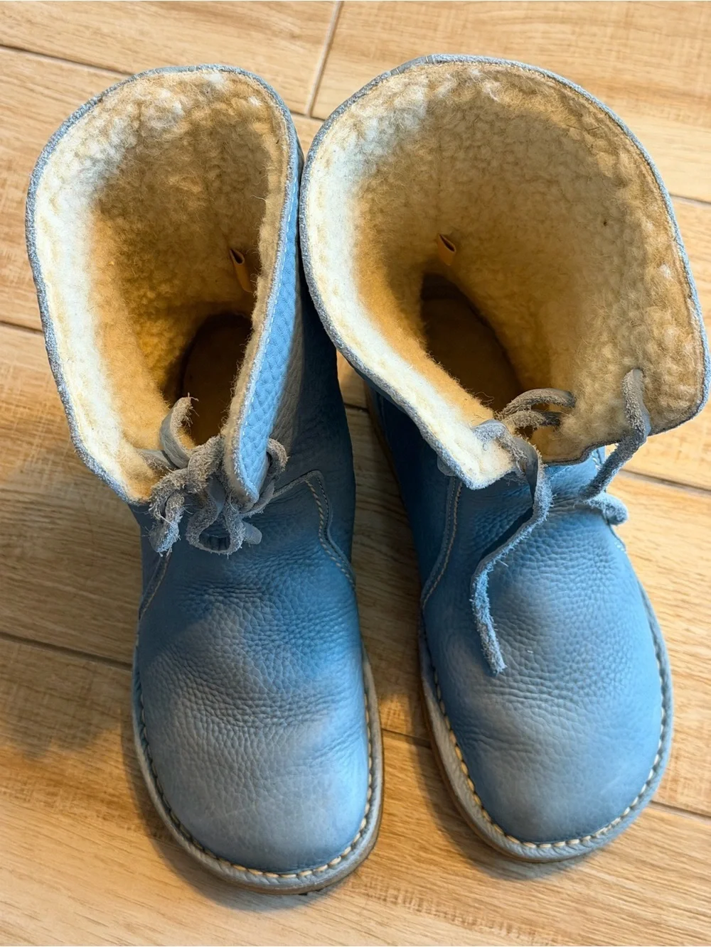 Duckfeet Arhus Blue Pebbled Leather Shearling Lined Boots Sz 39
